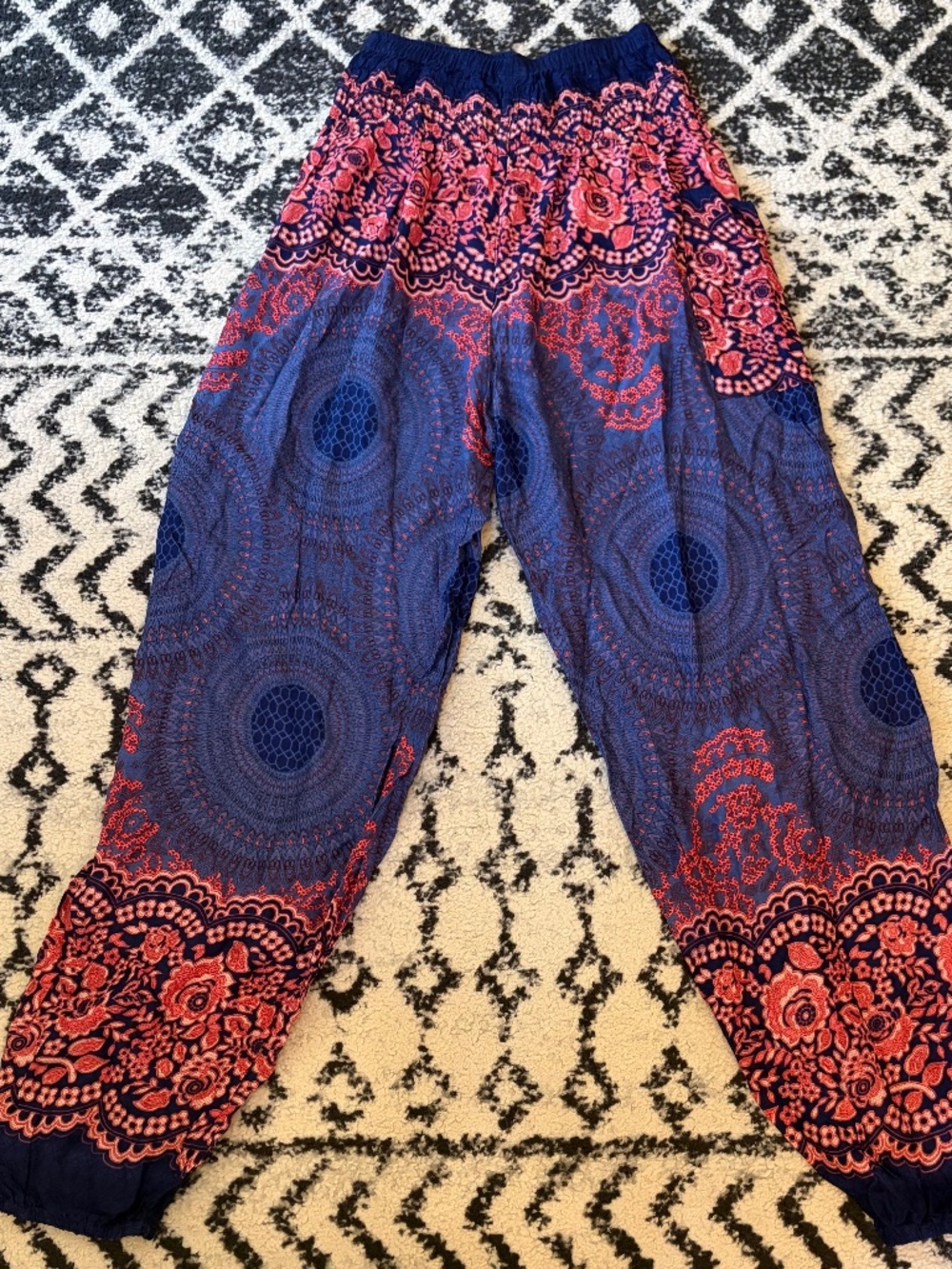 Mandala Harem Pants Blue Rose Size S Hippie Bohemian Yoga Festival Summer